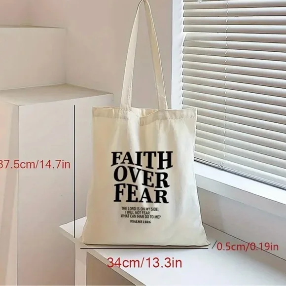 Faith over Fear Tote Bag - Picture 4 of 4